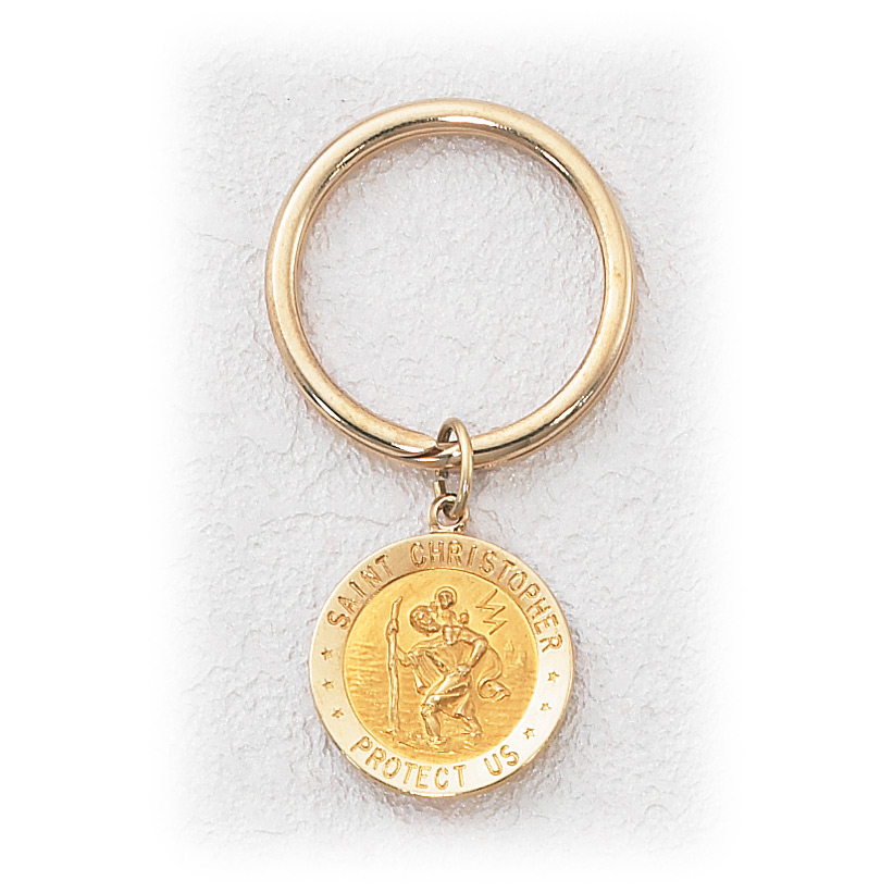 9ct Yellow Gold Saint Christopher Key Ring Chain For Sale at 1stDibs